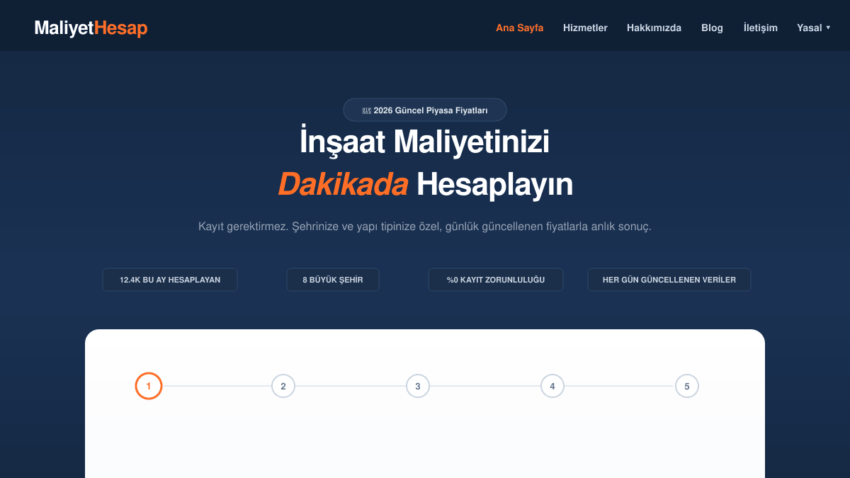 maliyethesap.com live preview screenshot